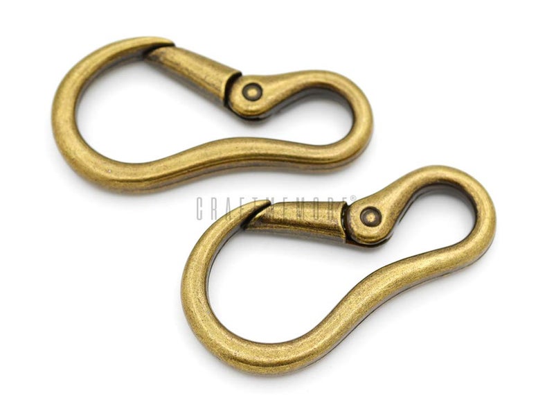 CRAFTMEMORE 2pcs 2 Inches Carabiner Spring Snap Hook Paracord Camping Keychain Accessories Push Gate Spring Clips HR8 (Antique Brass) - Image 3